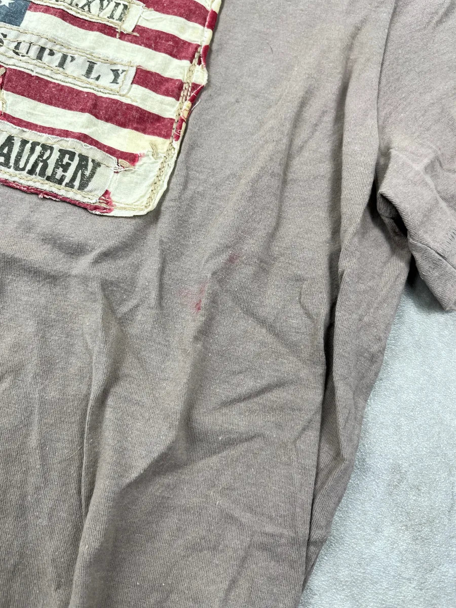 2010s Ralph Lauren Taupe American Flag Distressed T-Shirt ZbBgZVWG 9