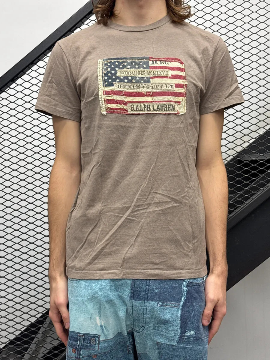 2010s Ralph Lauren Taupe American Flag Distressed T-Shirt ZbBgZVWG 1