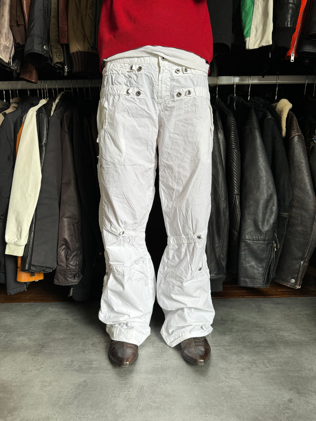 SS2004 Dolce & Gabbana Utility Flared Cargo White Pants (M) - 2