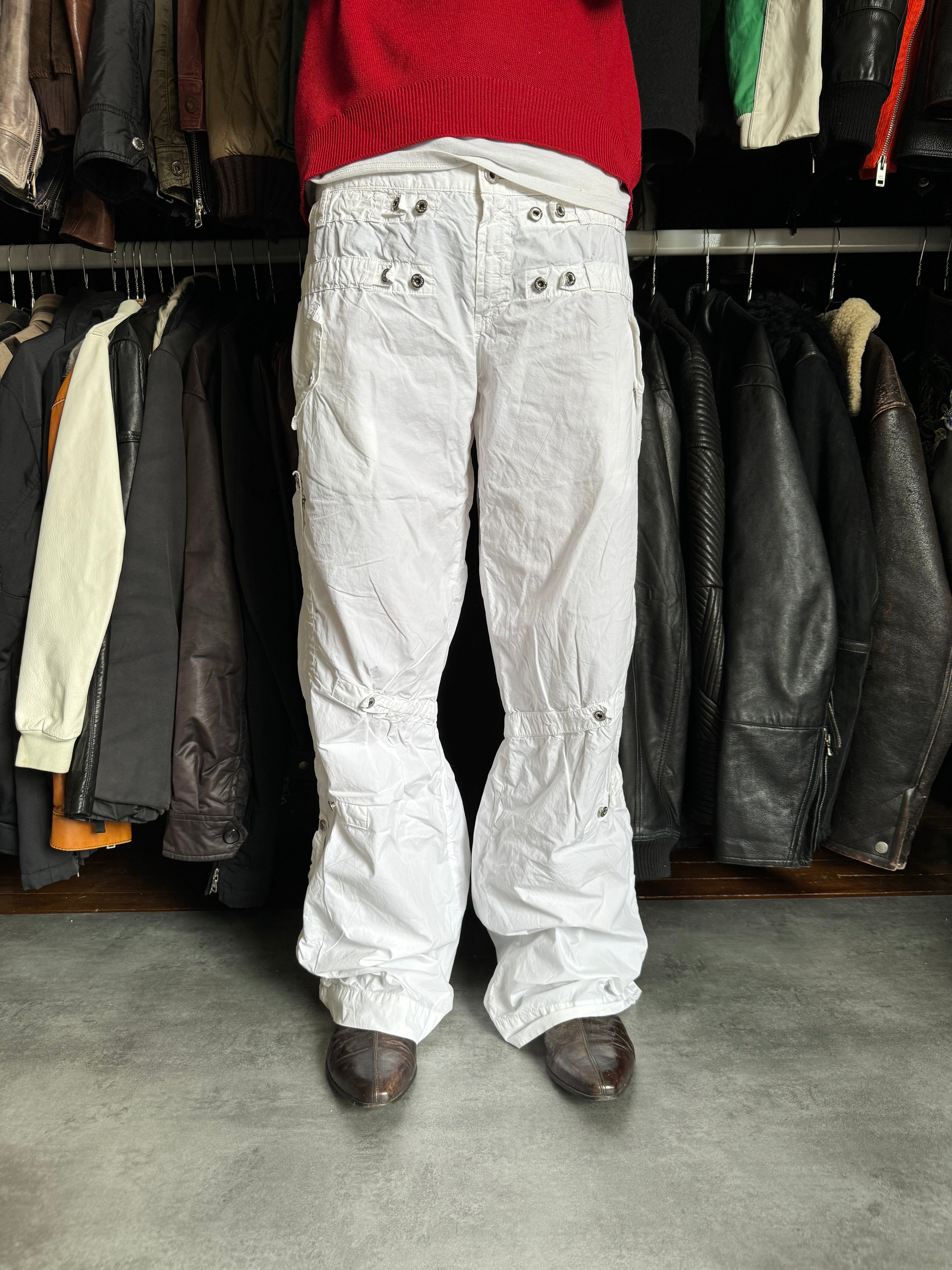 SS2004 Dolce & Gabbana Utility Flared Cargo White Pants (M) - 2