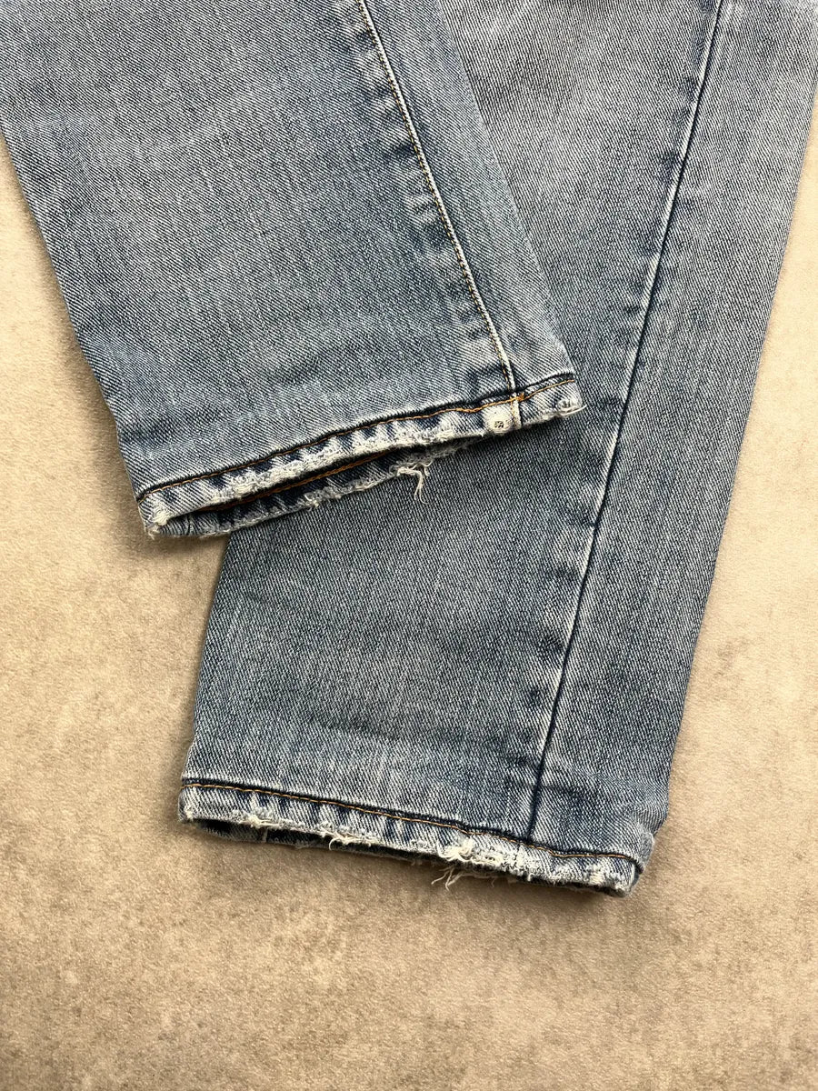 SS2018 Saint Laurent Light Blue Denim Universite Patch Distressed Jeans ZbveRthk 7