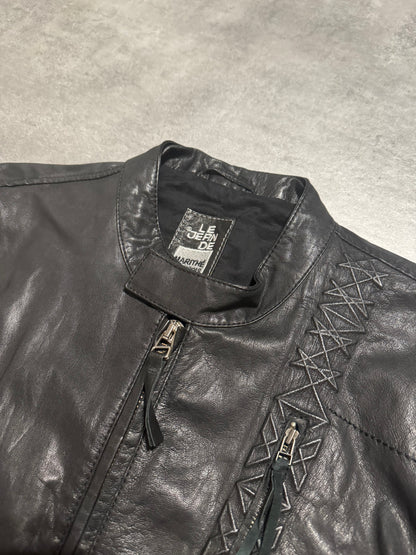 2000s Marithé + François Girbaud Black Signature Biker Leather Jacket (M/L) - 12