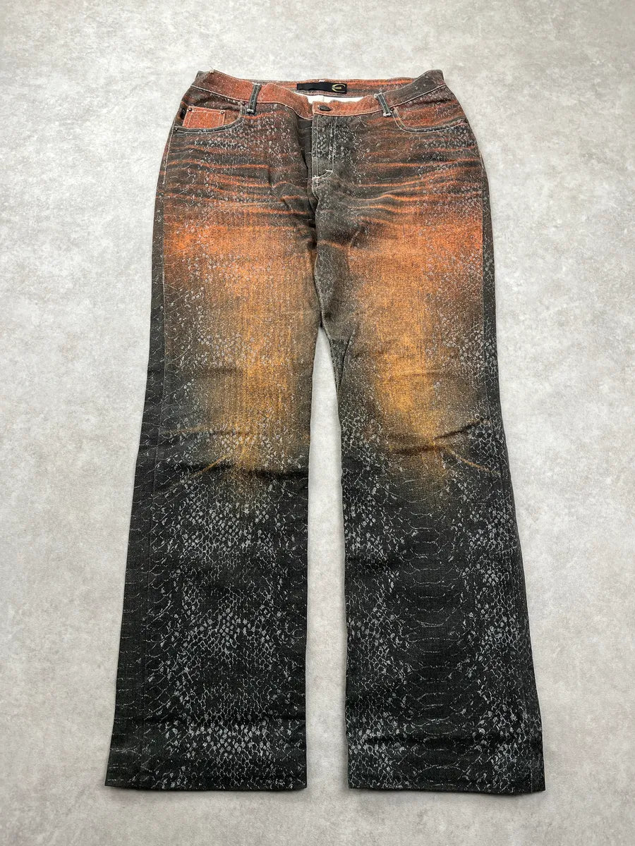 SS2004 Cavalli Snakeskin Effect Sunset Orange Gradient Pants ZeKnMdVQ 0