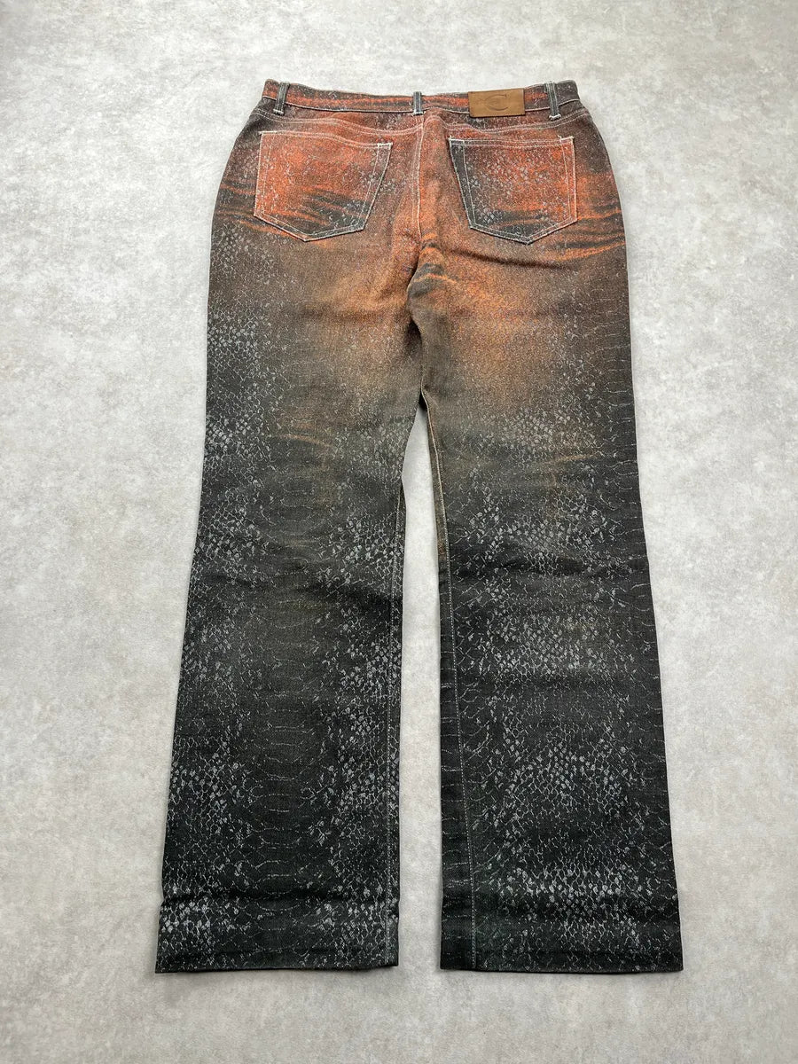 SS2004 Cavalli Snakeskin Effect Sunset Orange Gradient Pants ZeKnMdVQ 5