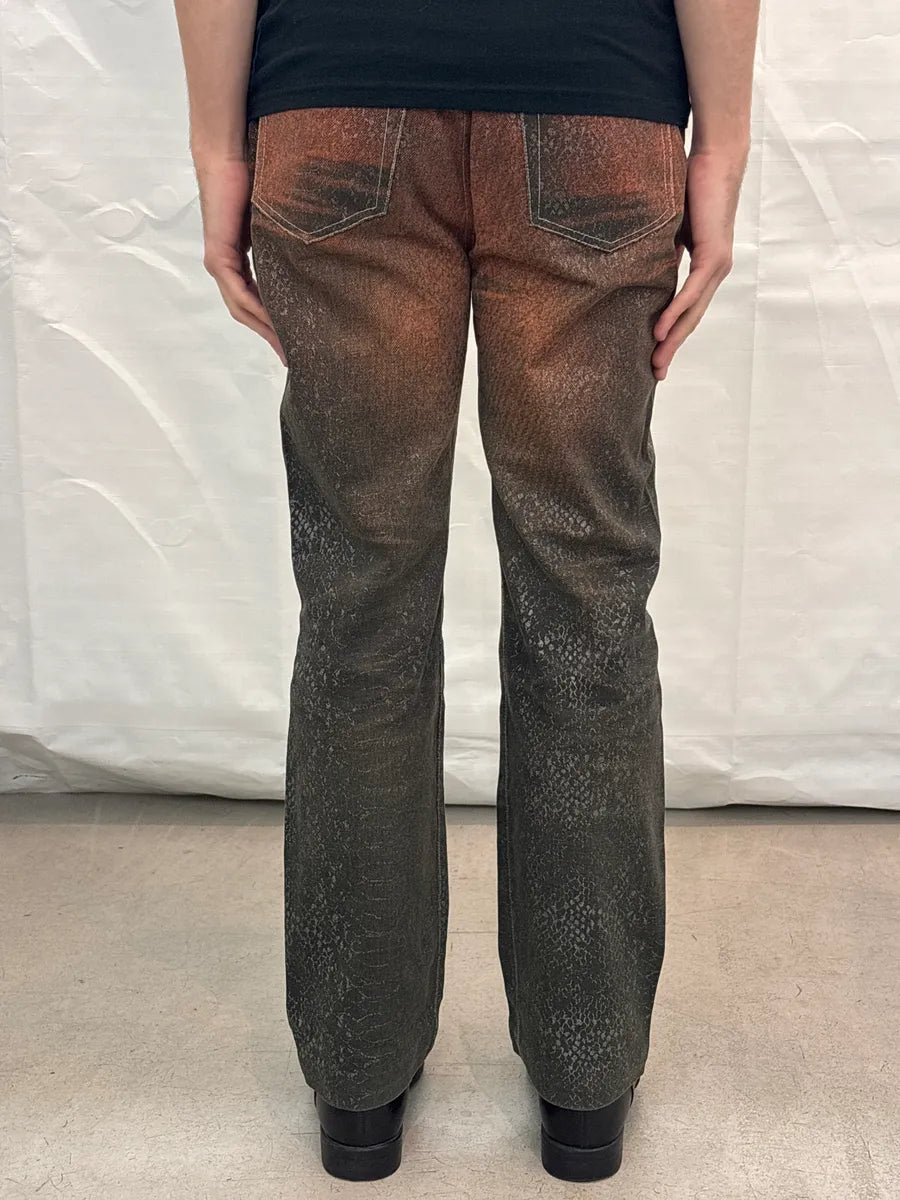 SS2004 Cavalli Snakeskin Effect Sunset Orange Gradient Pants ZeKnMdVQ 3
