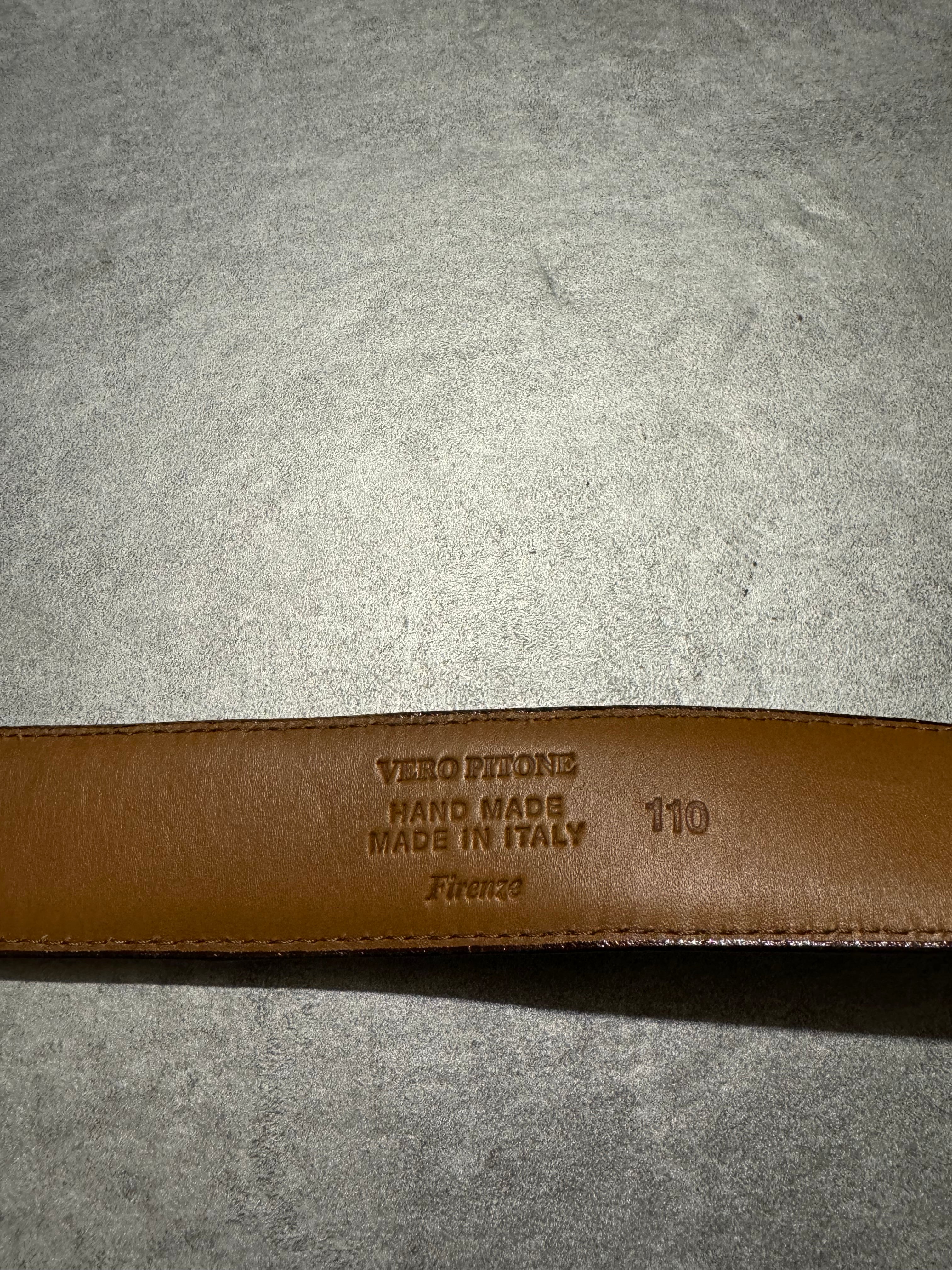 Artisanal Italian Python Leather Brown Dark Belt (OS) - 3