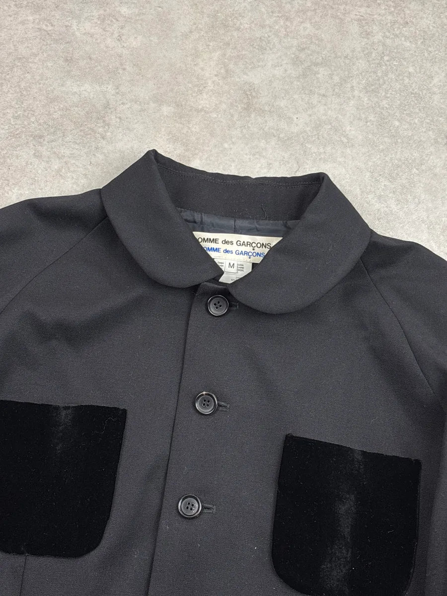 1990s Comme des Garçons Black Wool Velvet Pocket Light Jacket ZehUKQuA 8