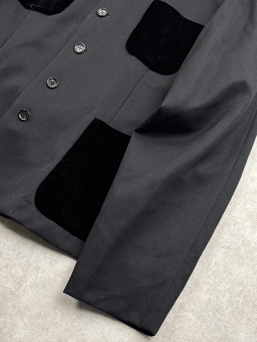 1990s Comme des Garçons Black Wool Velvet Pocket Light Jacket ZehUKQuA 5