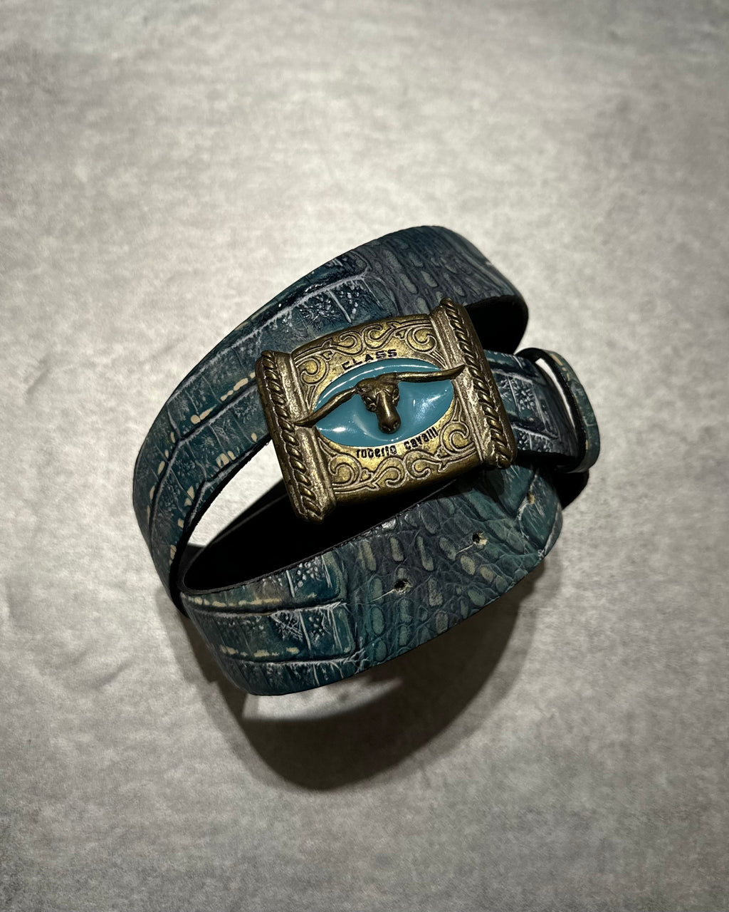 2000s Dolce & Gabbana Blue Leather Buffalo Belt (OS) - 1