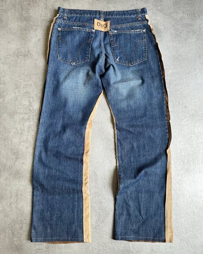 2000s Dolce & Gabbana Hybride Suede Leather Denim Pants (M) - 2