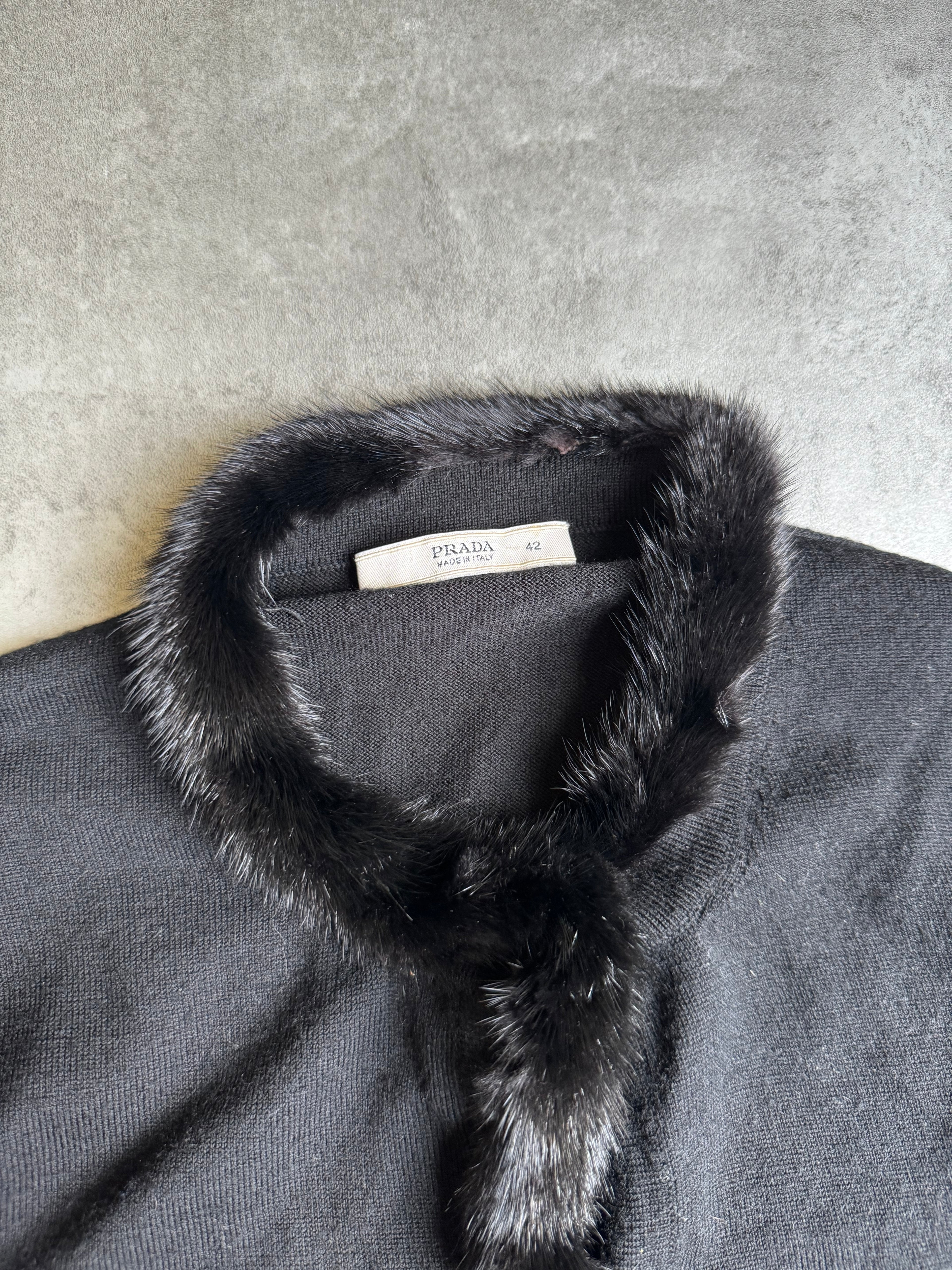 AW2000 Prada Black Fur Cardigan (XS) - 3