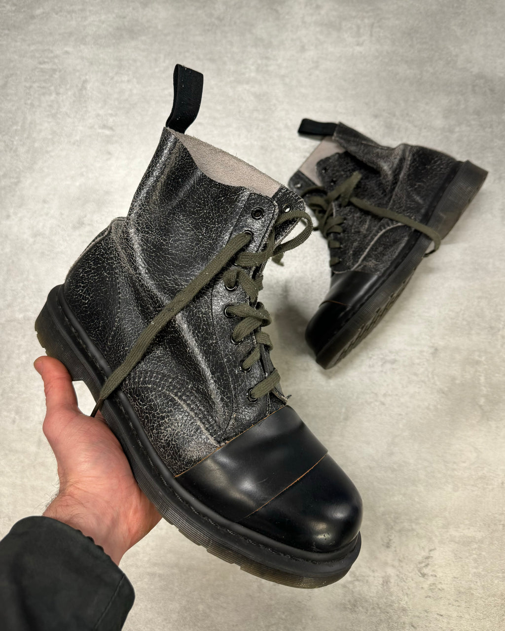 AW2016 Dr Martens x Marni Black Cracked Leather Boots (46) - 1