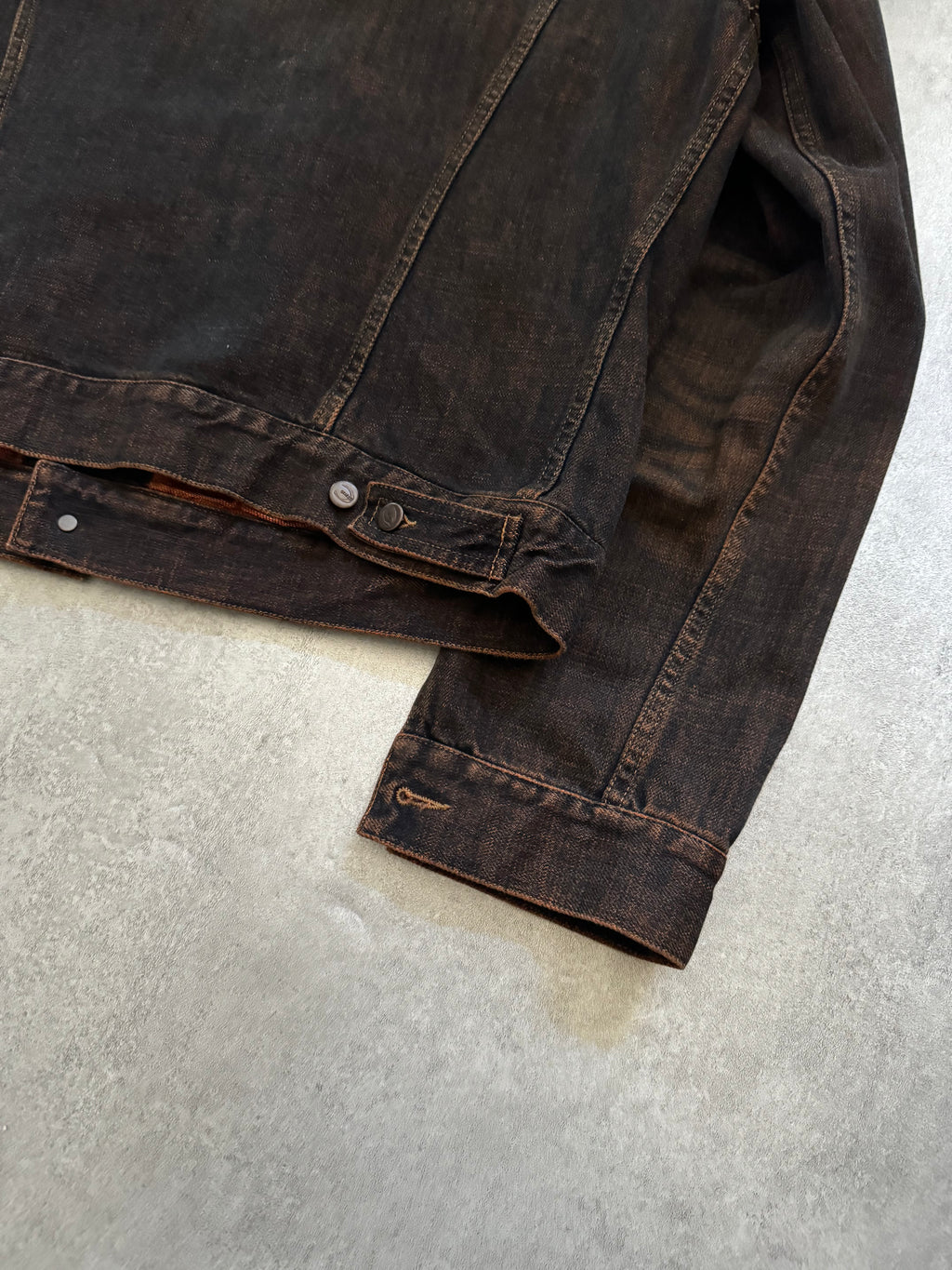 2000s Cavalli Eroded Twilight Denim Eroded Navy Orange Jacket  (L) - 6