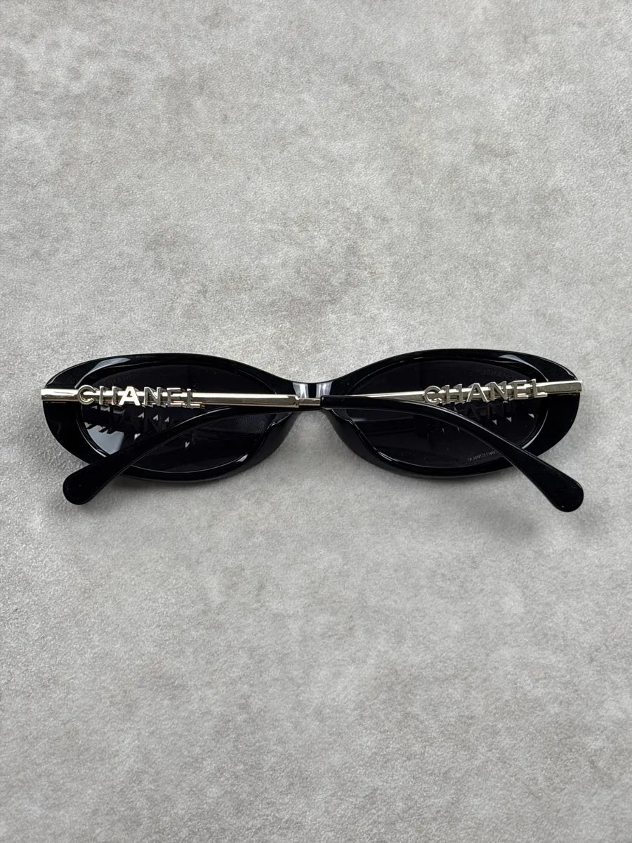 Chanel Black Acetate Logo Sunglasses ZkROtpzl 7