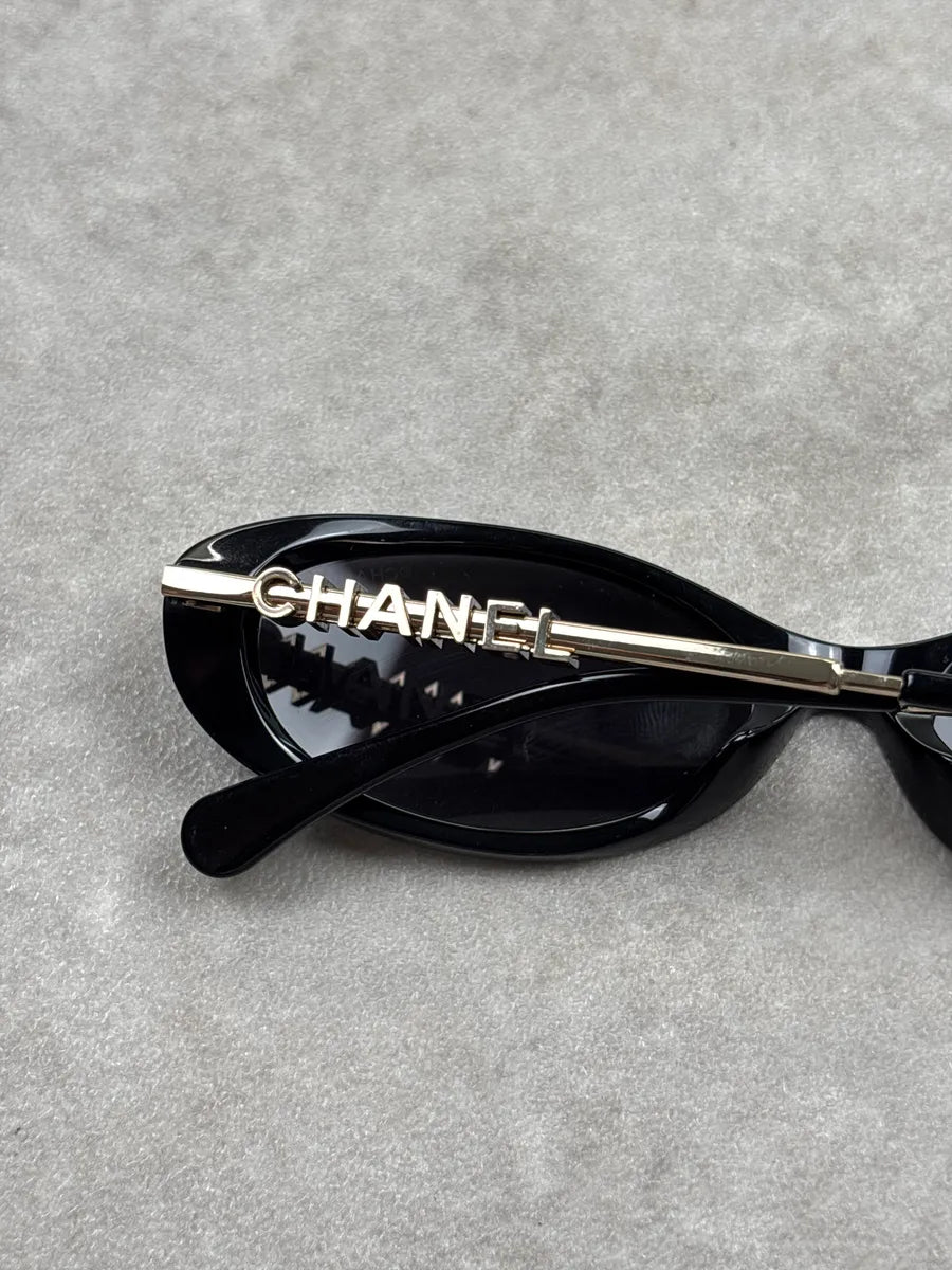 Chanel Black Acetate Logo Sunglasses ZkROtpzl 10