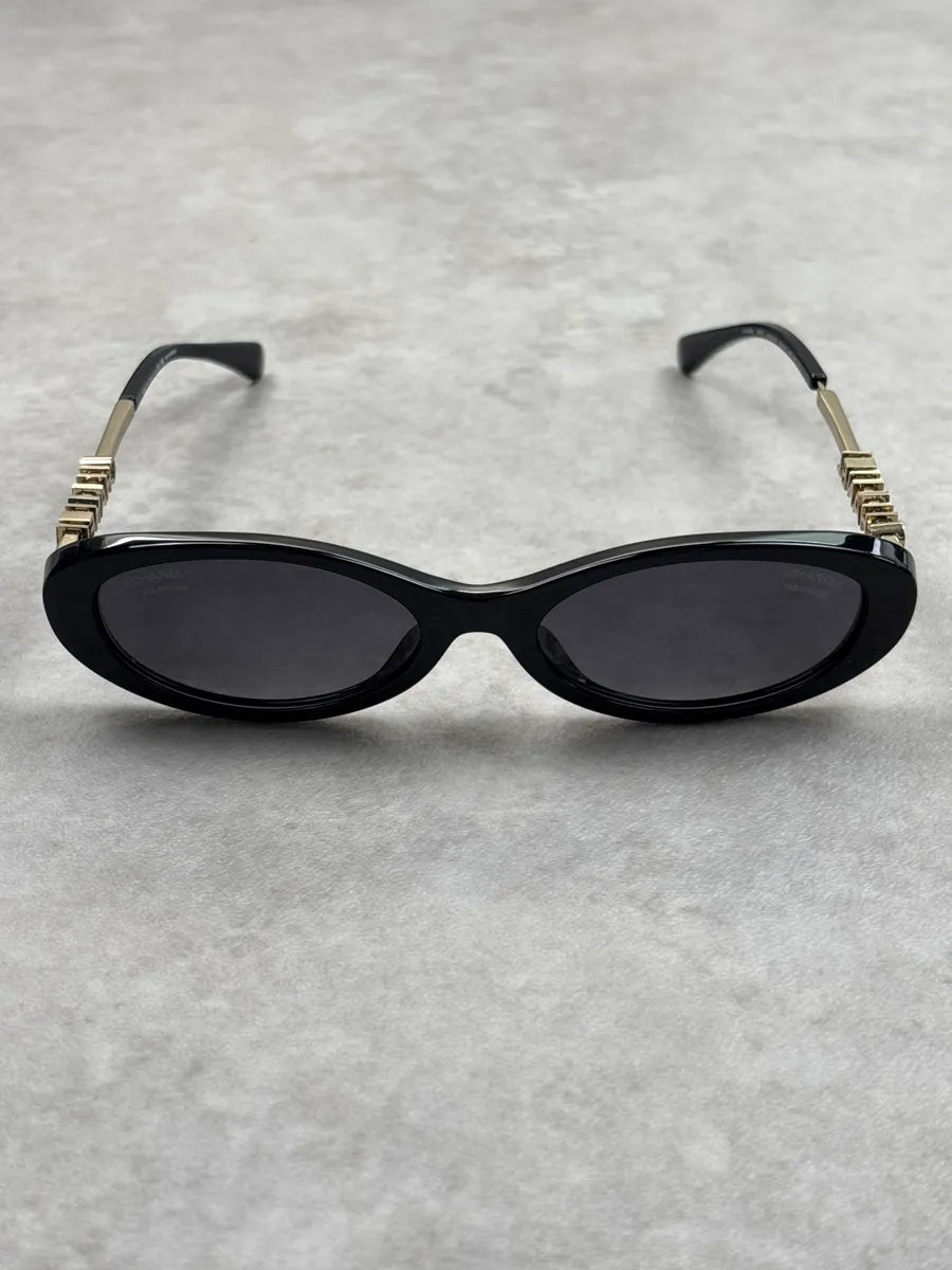 Chanel Black Acetate Logo Sunglasses ZkROtpzl 0