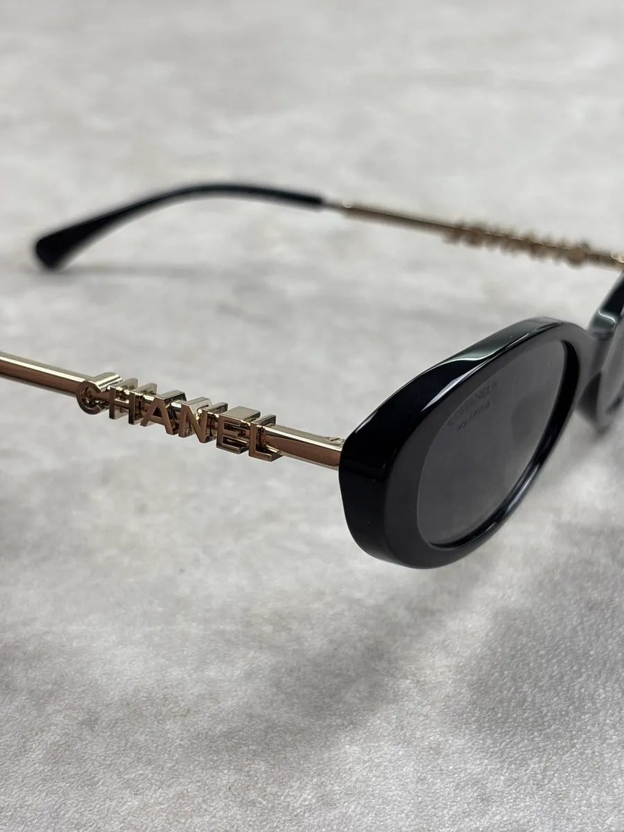 Chanel Black Acetate Logo Sunglasses ZkROtpzl 8