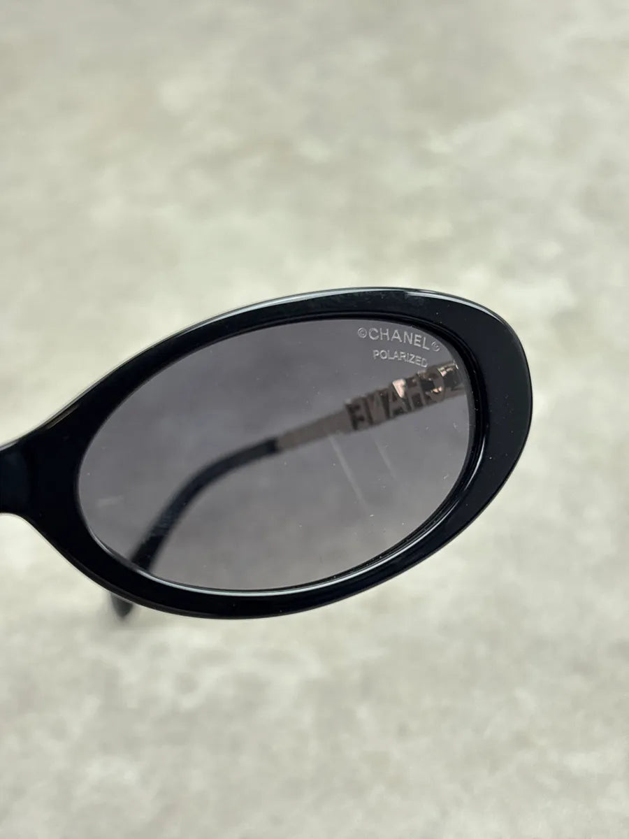 Chanel Black Acetate Logo Sunglasses ZkROtpzl 9