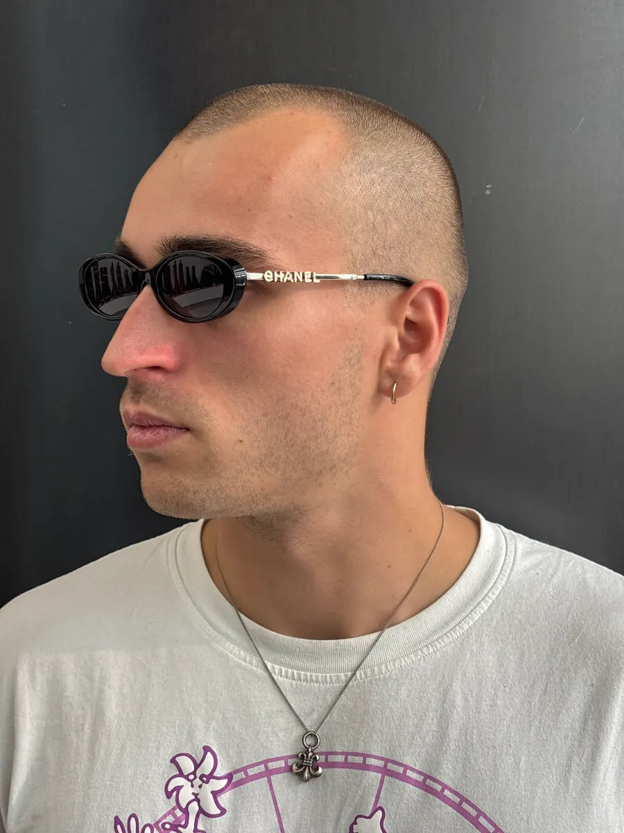 Chanel Black Acetate Logo Sunglasses ZkROtpzl 2
