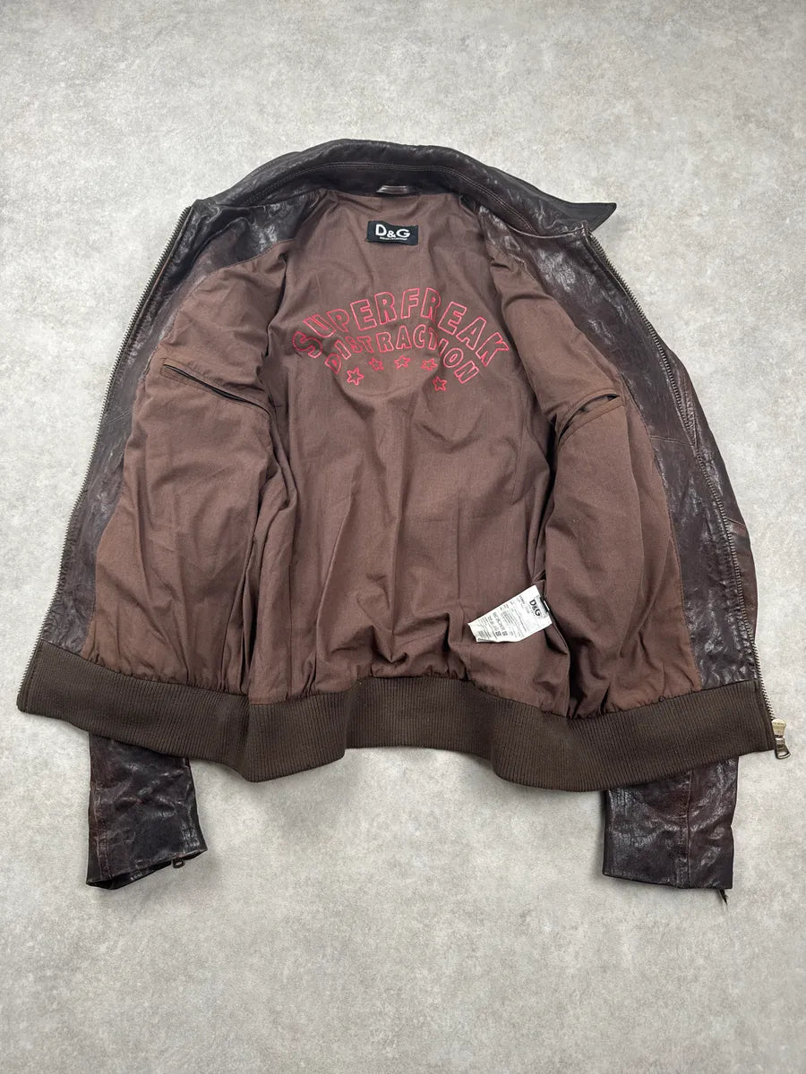 2000s Dolce & Gabbana Dark Brown Superfreak Multi-Pocket Leather Jacket ZmQaOiyT 9