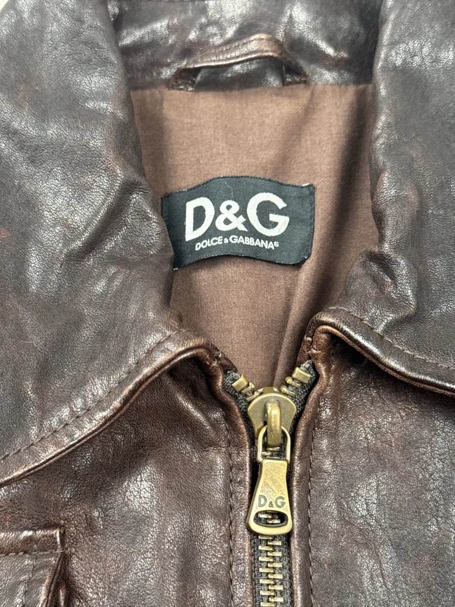 2000s Dolce & Gabbana Dark Brown Superfreak Multi-Pocket Leather Jacket ZmQaOiyT 10