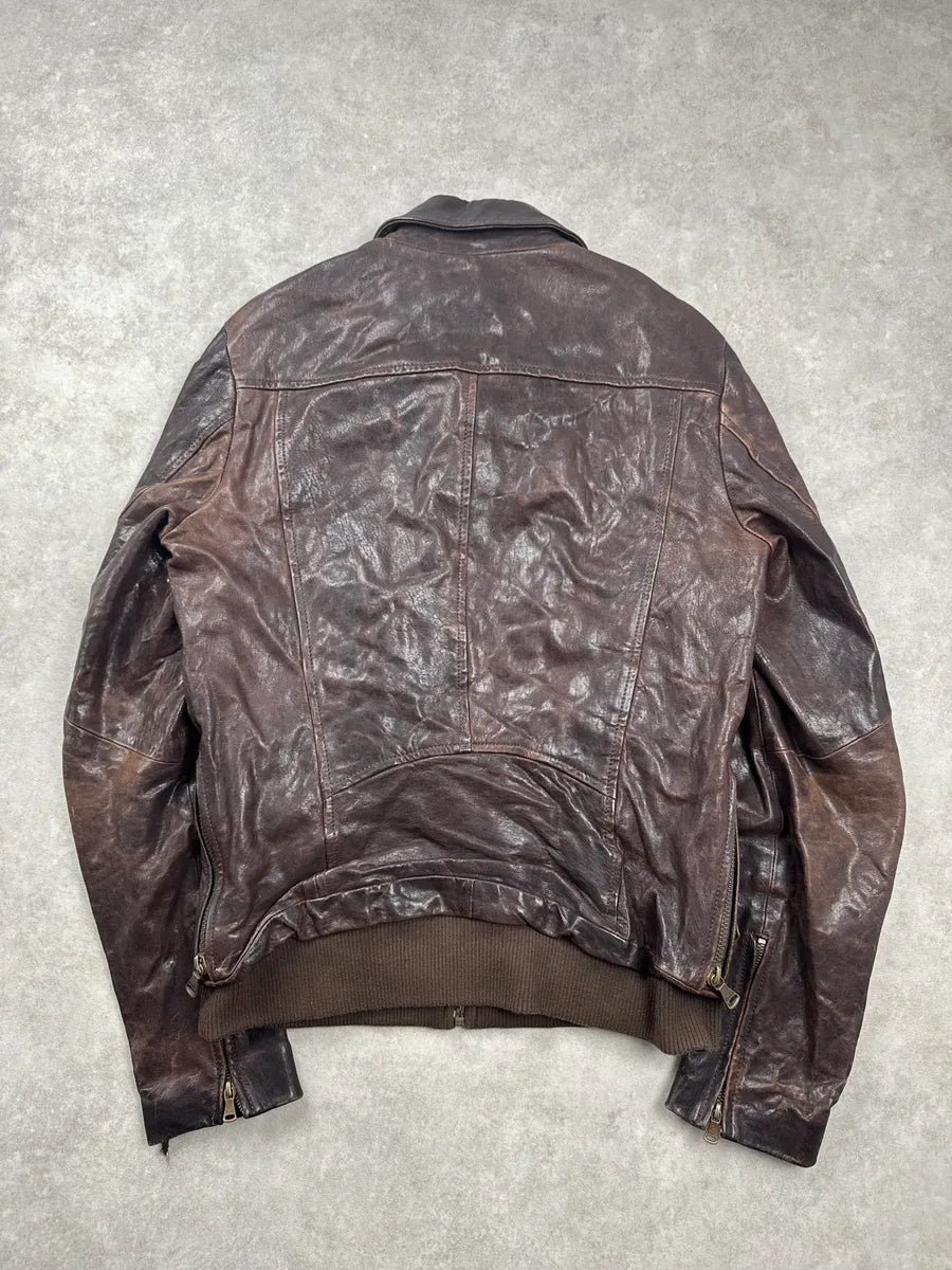 2000s Dolce & Gabbana Dark Brown Superfreak Multi-Pocket Leather Jacket ZmQaOiyT 5