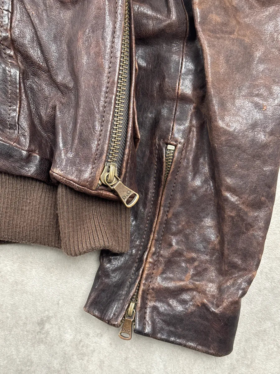 2000s Dolce & Gabbana Dark Brown Superfreak Multi-Pocket Leather Jacket ZmQaOiyT 8