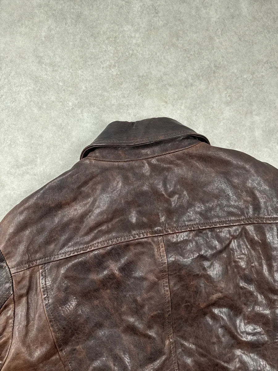 2000s Dolce & Gabbana Dark Brown Superfreak Multi-Pocket Leather Jacket ZmQaOiyT 7
