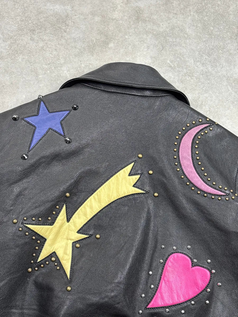 2010s Gucci Black Leather Celestial Studded Bomber Jacket ZmyOLyge 9