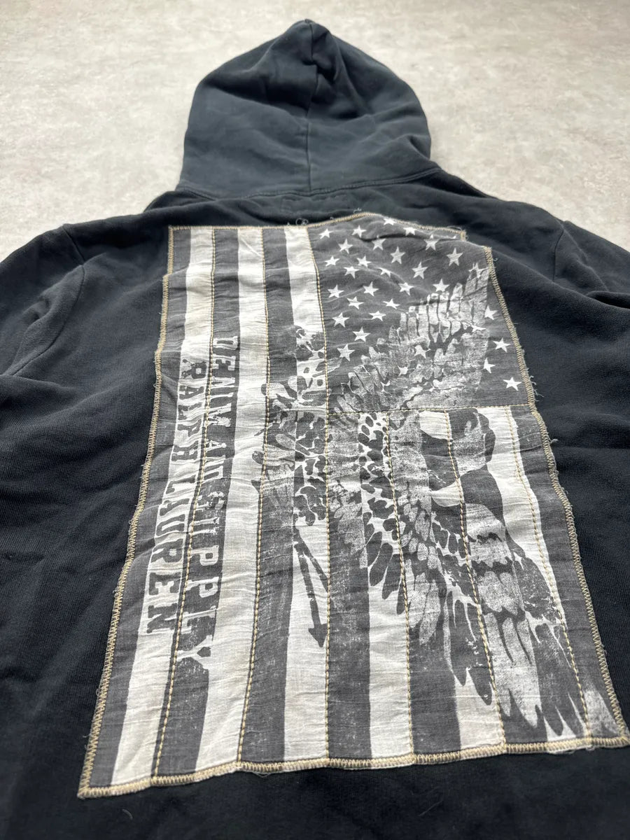 2010s Ralph Lauren Black Eagle Flag Back Patch Zip-Up Hoodie ZnPZiAPF 4