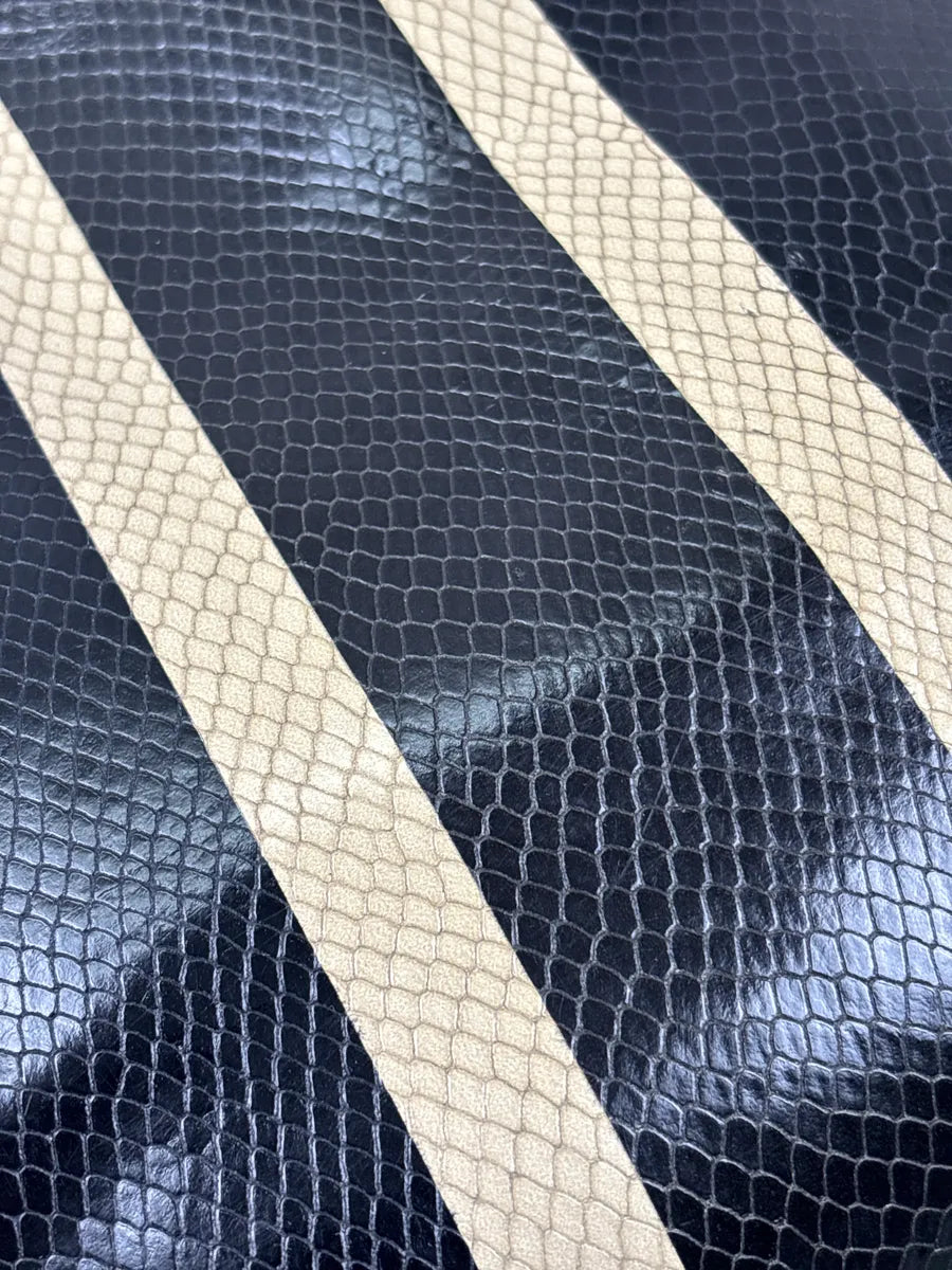 Emporio Armani Black Snakeskin-Effect Stripe Leather Totebag ZqrJDJOF 10