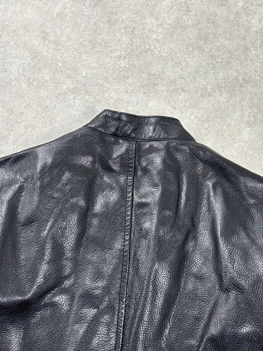 AW2015 Dsquared2 Black Leather Pony Hair Panel Biker Jacket ZsDeAhqj 5