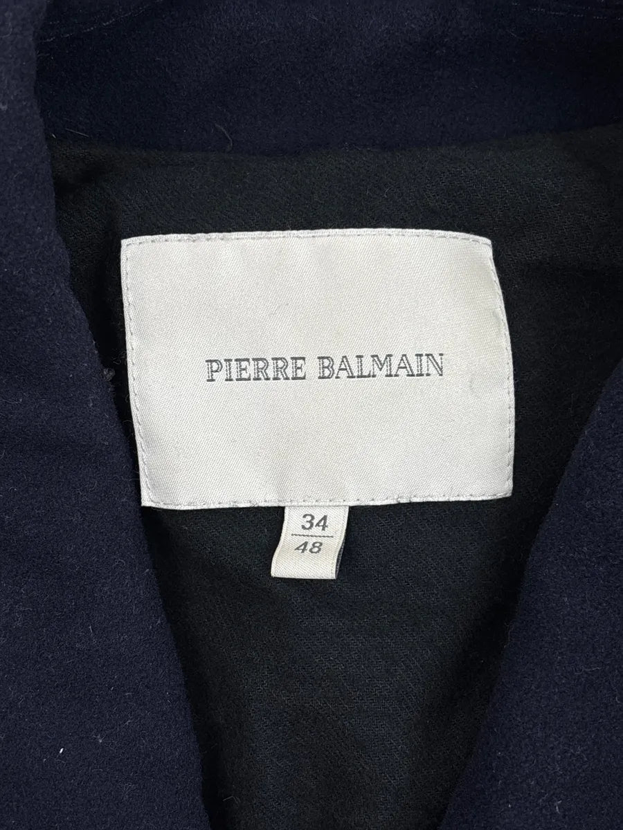 AW2013 Pierre Balmain Dark Navy Wool Asymmetric Zip Biker Jacket ZvGBWtBR 11