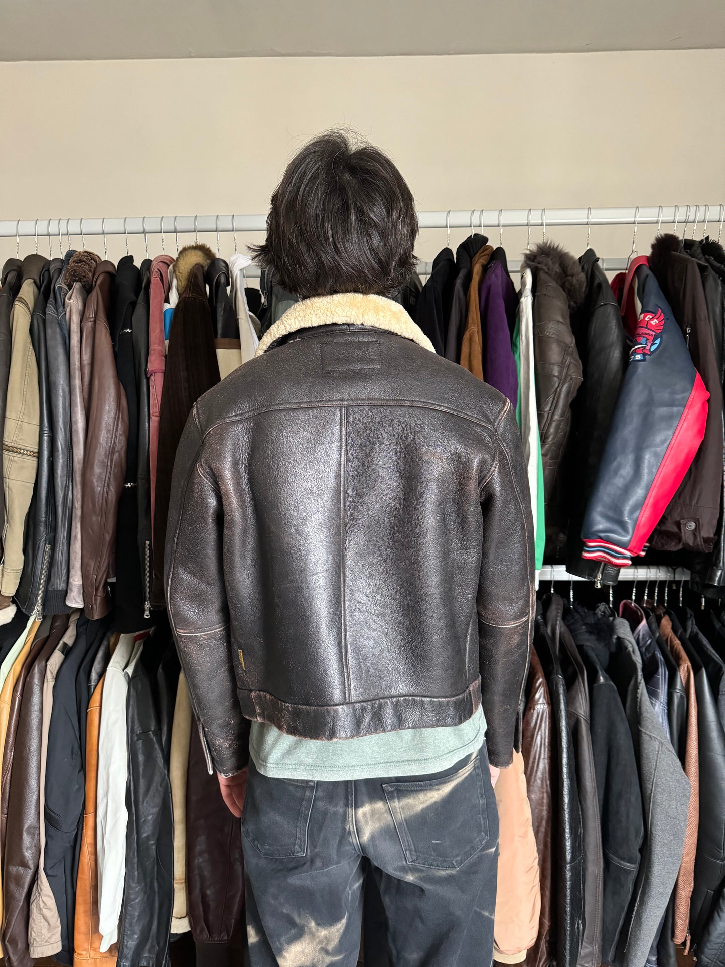 1980s Giorgio Armani Premium Shearling Biker Leather Jacket (M) - 5