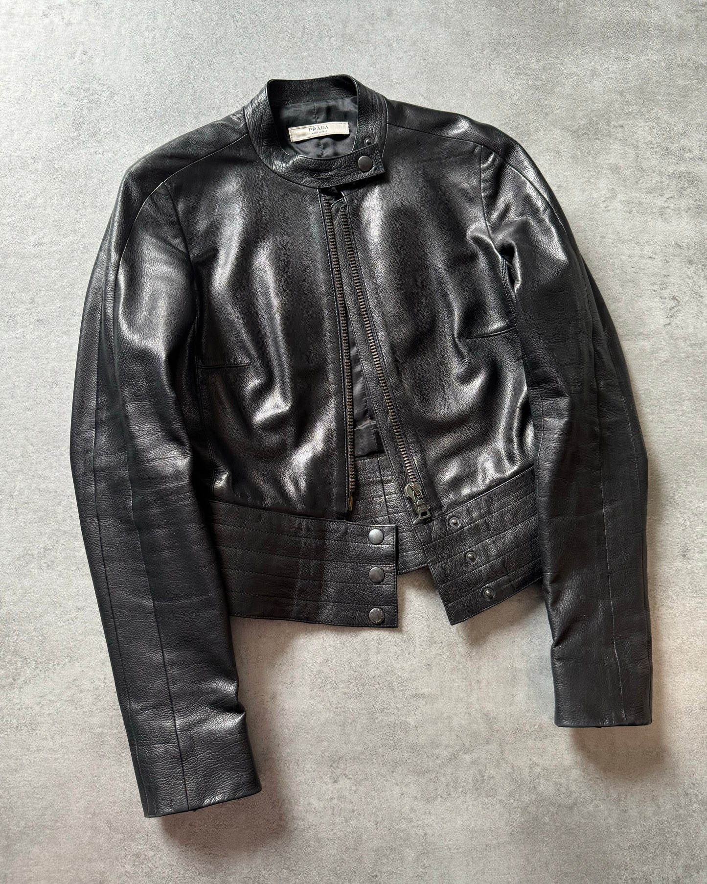 Prada Premium Black Biker Leather Jacket  (S) - 4