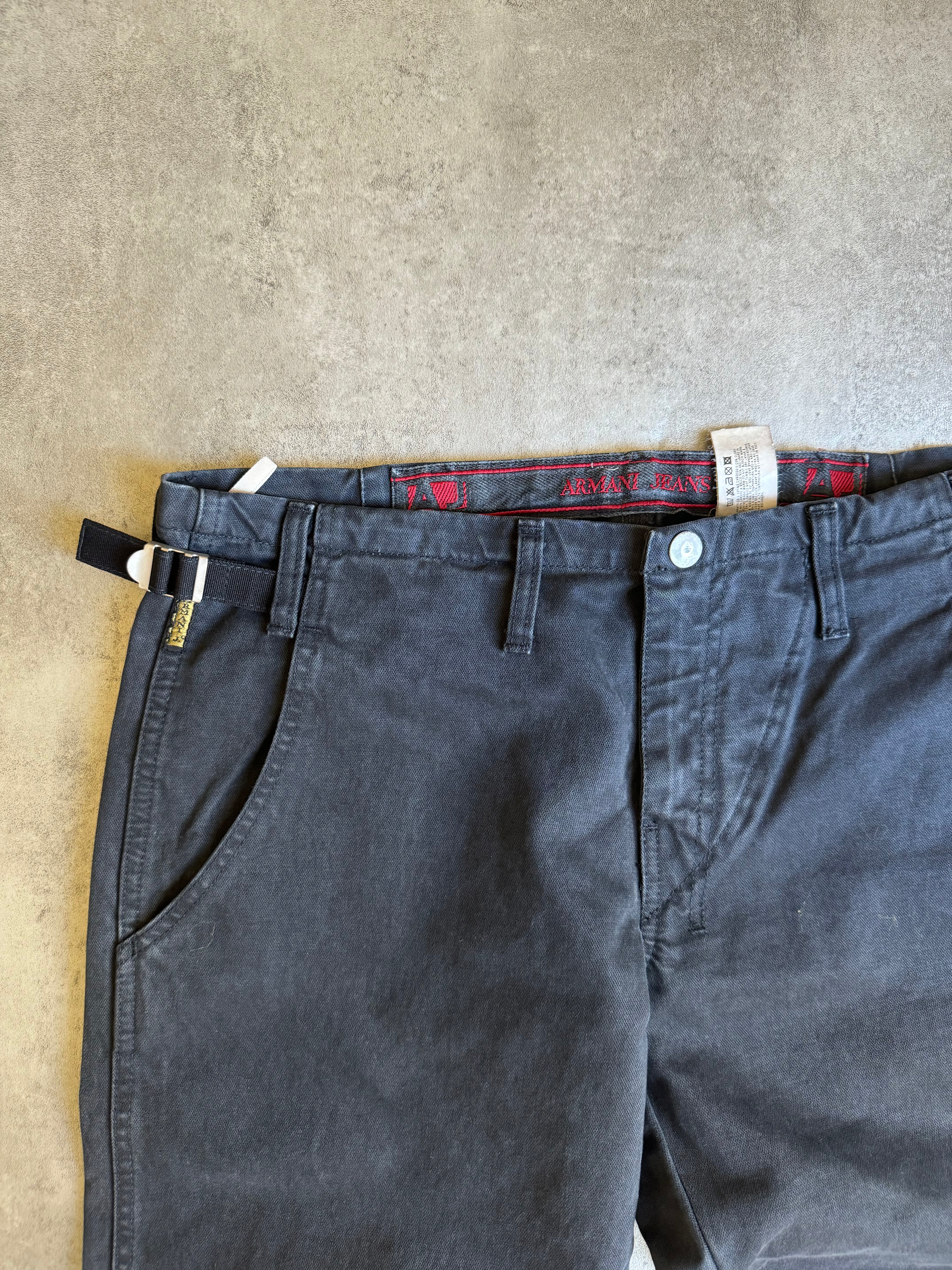 2000s Armani Bondage Cargo Black Strapped Pants (L) - 9