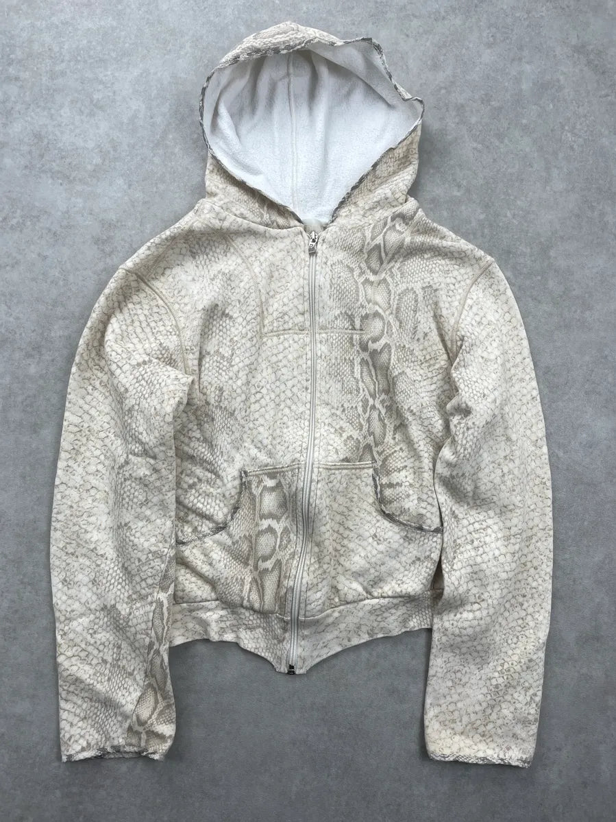 2000s Roberto Cavalli Beige Snake Print Zip-Up Hoodie ZxJxgFuo 2