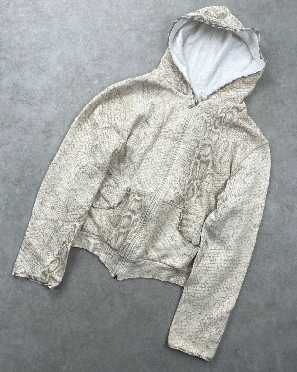 2000s Roberto Cavalli Beige Snake Print Zip-Up Hoodie ZxJxgFuo 3