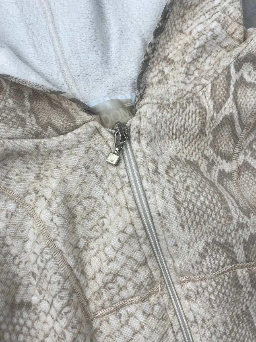 2000s Roberto Cavalli Beige Snake Print Zip-Up Hoodie ZxJxgFuo 9