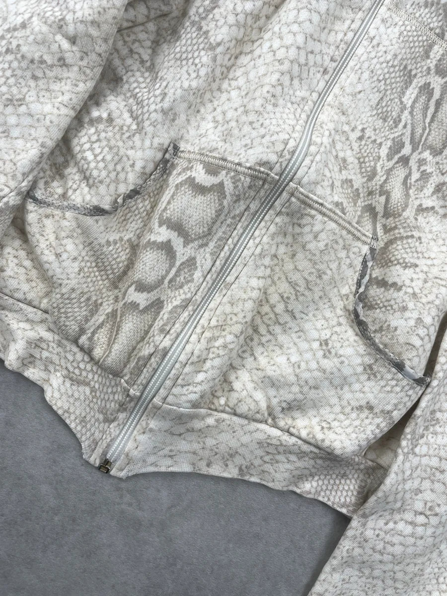2000s Roberto Cavalli Beige Snake Print Zip-Up Hoodie ZxJxgFuo 7