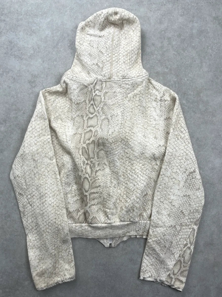 2000s Roberto Cavalli Beige Snake Print Zip-Up Hoodie ZxJxgFuo 4