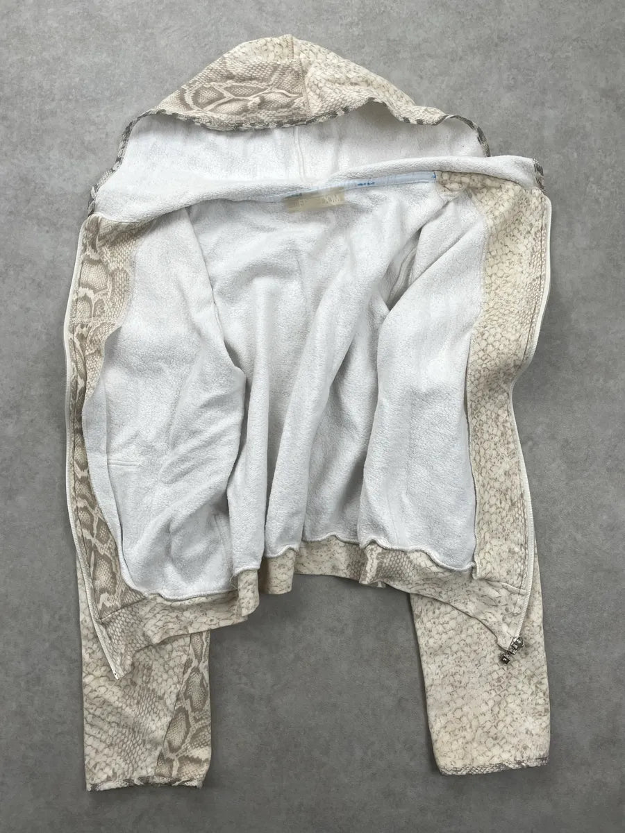 2000s Roberto Cavalli Beige Snake Print Zip-Up Hoodie ZxJxgFuo 5