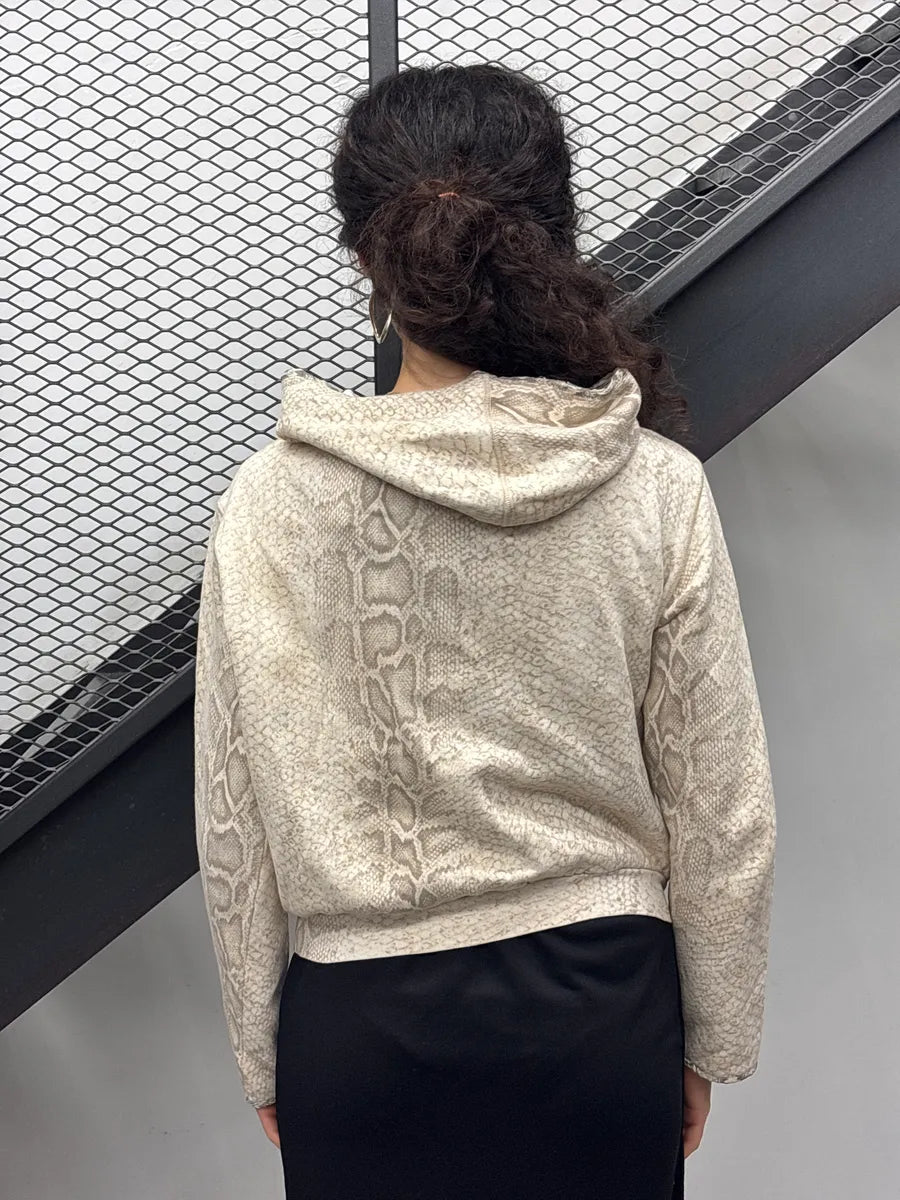 2000s Roberto Cavalli Beige Snake Print Zip-Up Hoodie ZxJxgFuo 1