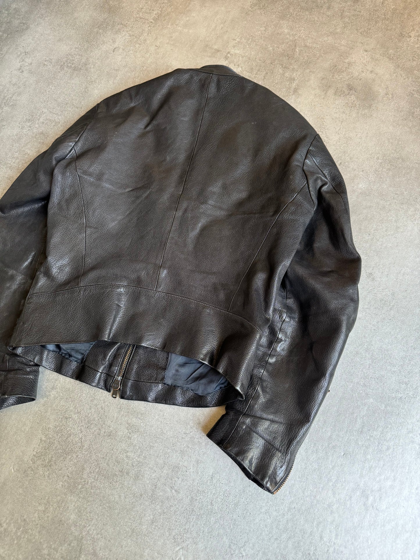 SS2003 Yohji Yamamoto Sample Biker Black Leather Jacket (S) - 5