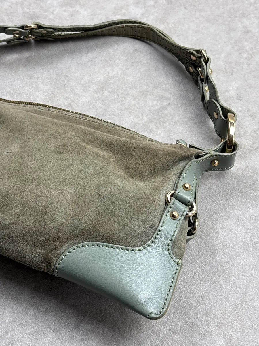 Fendi Sage Green Python Suede Knot Logo Charm Shoulder Bag ZzYMllOj 13