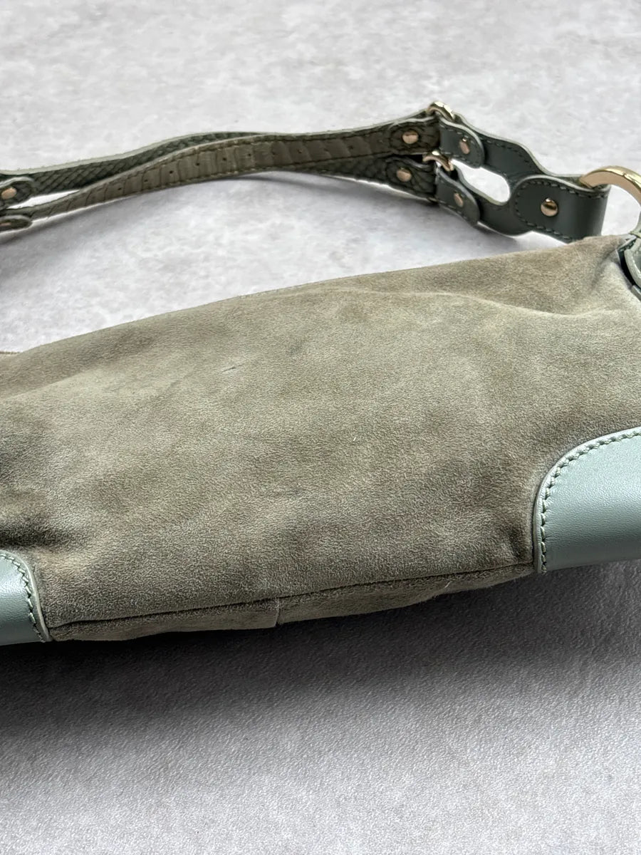 Fendi Sage Green Python Suede Knot Logo Charm Shoulder Bag ZzYMllOj 14