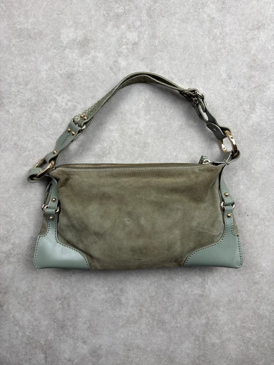 Fendi Sage Green Python Suede Knot Logo Charm Shoulder Bag ZzYMllOj 6