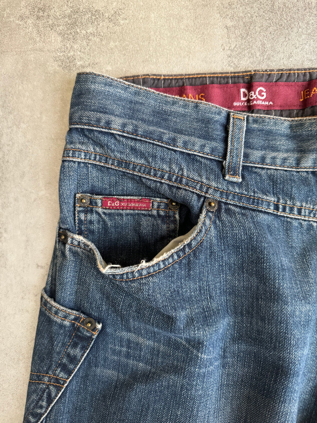 AW2003 Dolce & Gabbana Cargo Blue Denim Worker Jeans (M) - 8