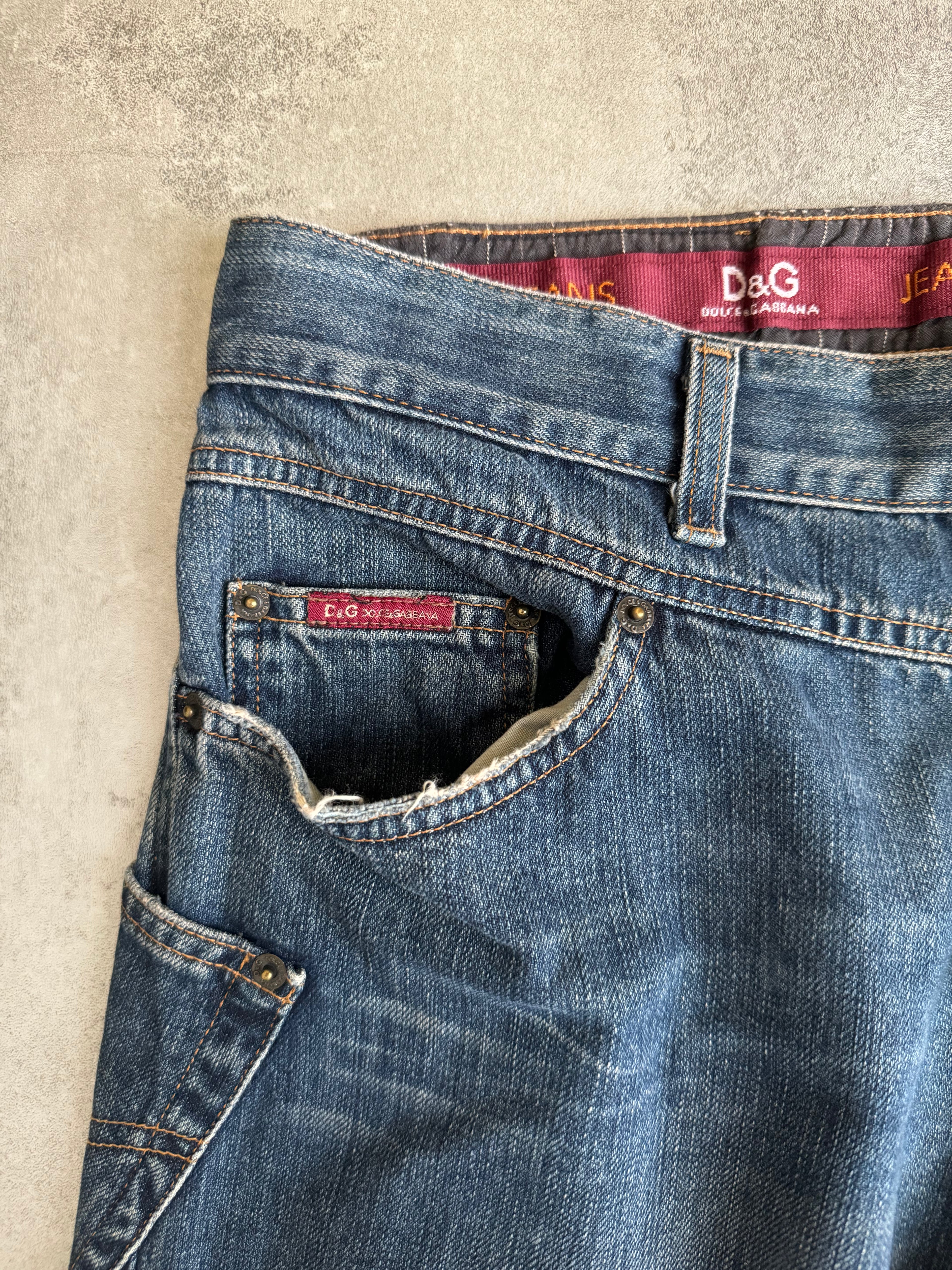 AW2003 Dolce & Gabbana Cargo Blue Denim Worker Jeans (M) - 8