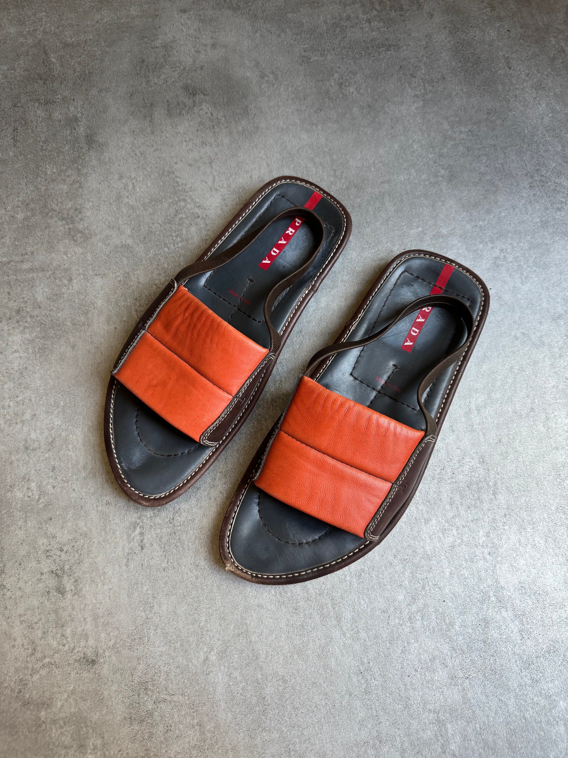 Prada Orange Leather Slide (44) - 5